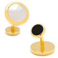 Double Sided Gold Mother of Pearl Round Beveled Cufflinks