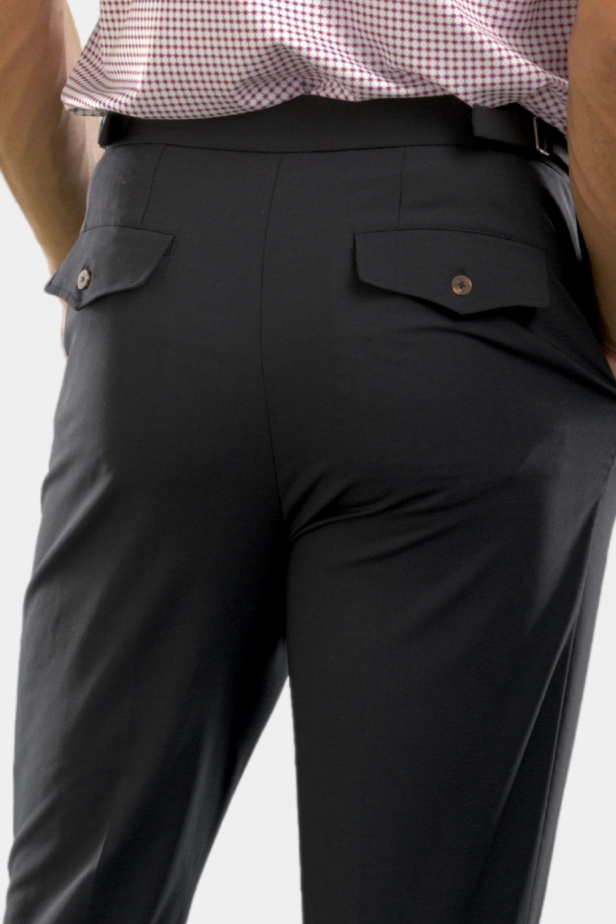 Pleated Wool Trouser Pants - Navy