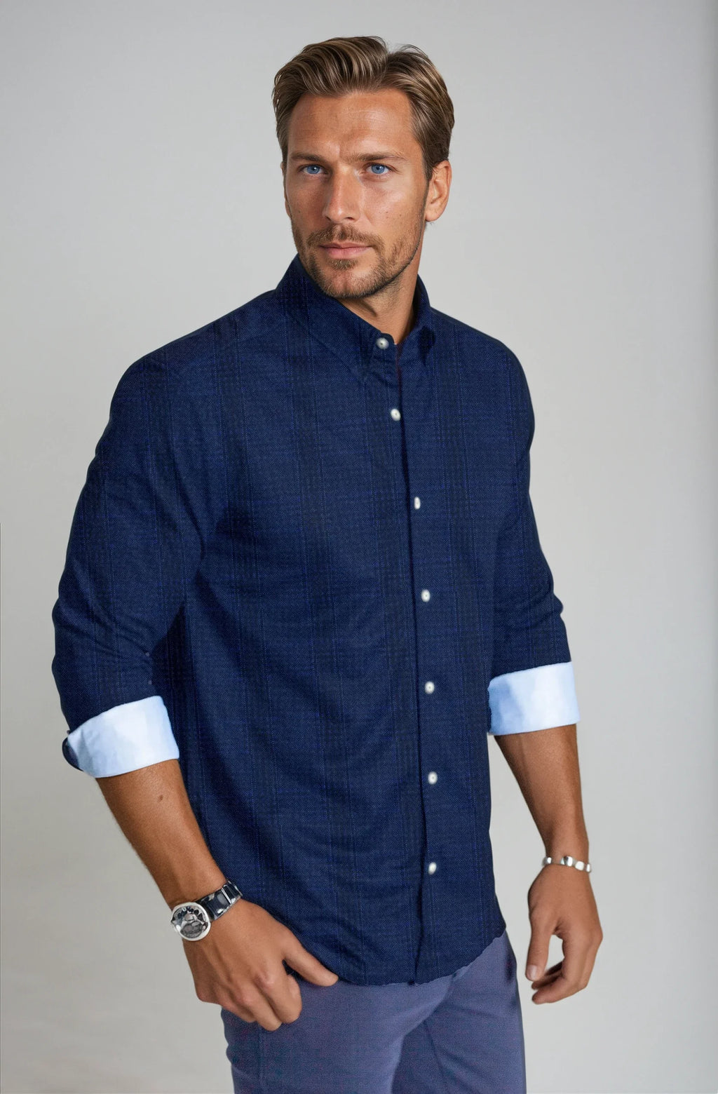 Moody Blues Plaid Long Sleeve Tech Shirt