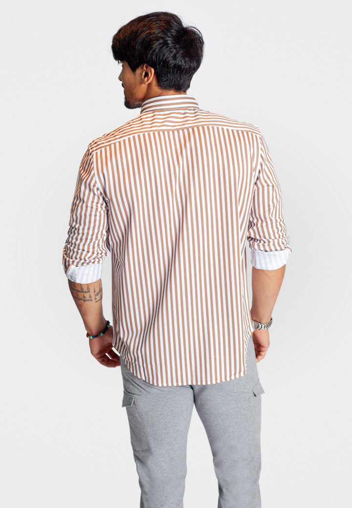 The Go Big Stripe Long Sleeve Tech Shirt - Espresso