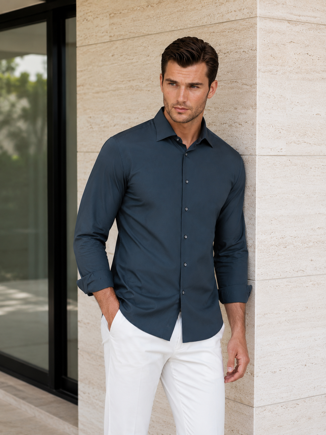 Cinqo 'Single Shot' Long Sleeve Shirt - Blue Night