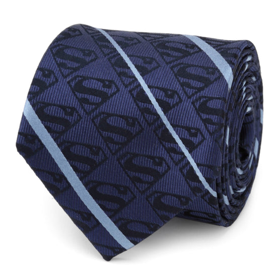 DC Superman Stripe Pattern Blue Silk Men&