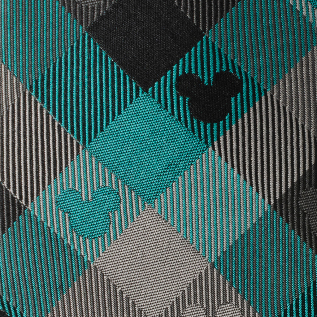 Disney Mickey Mouse Silhouette Teal Plaid Men's Tie