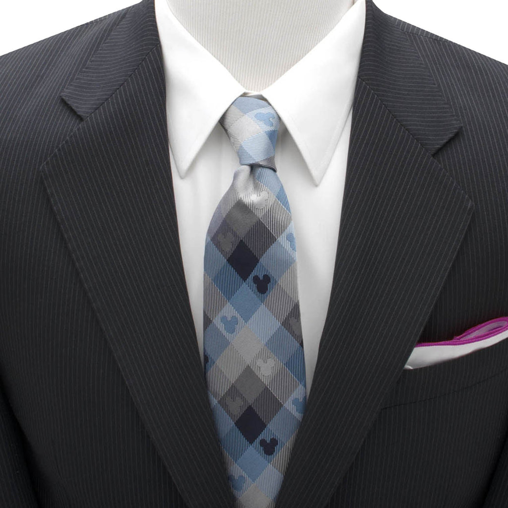 Disney Mickey Mouse Blue Plaid Mens Tie