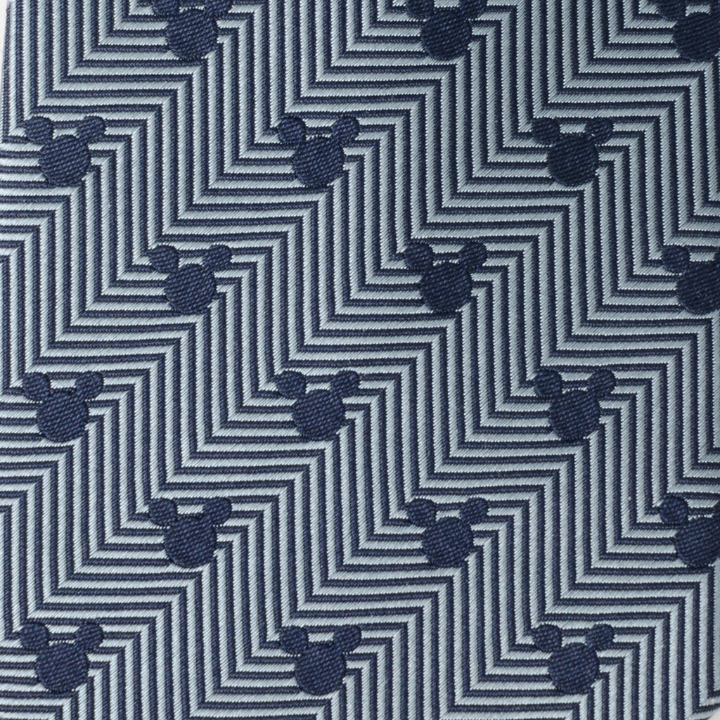 Disney Mickey Mouse Silhouette Blue Herringbone Men's Tie