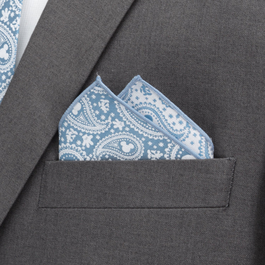 Disney Mickey Mouse Paisley Teal Pocket Square