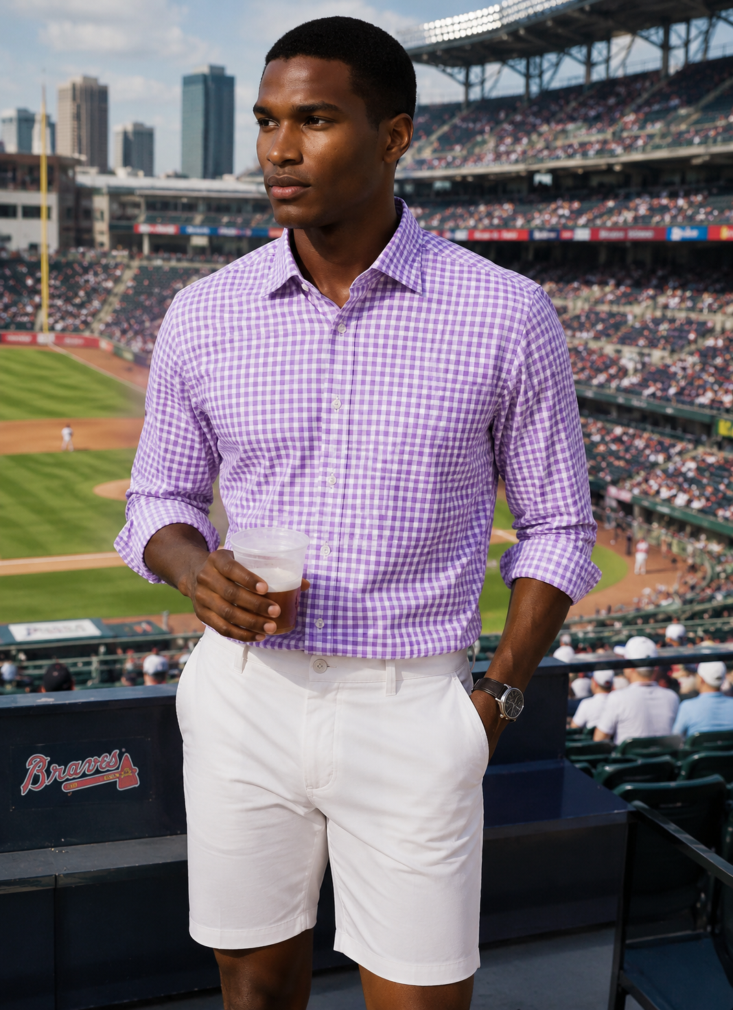 Mauro Long Sleeve Check Tech Shirt - Lavender