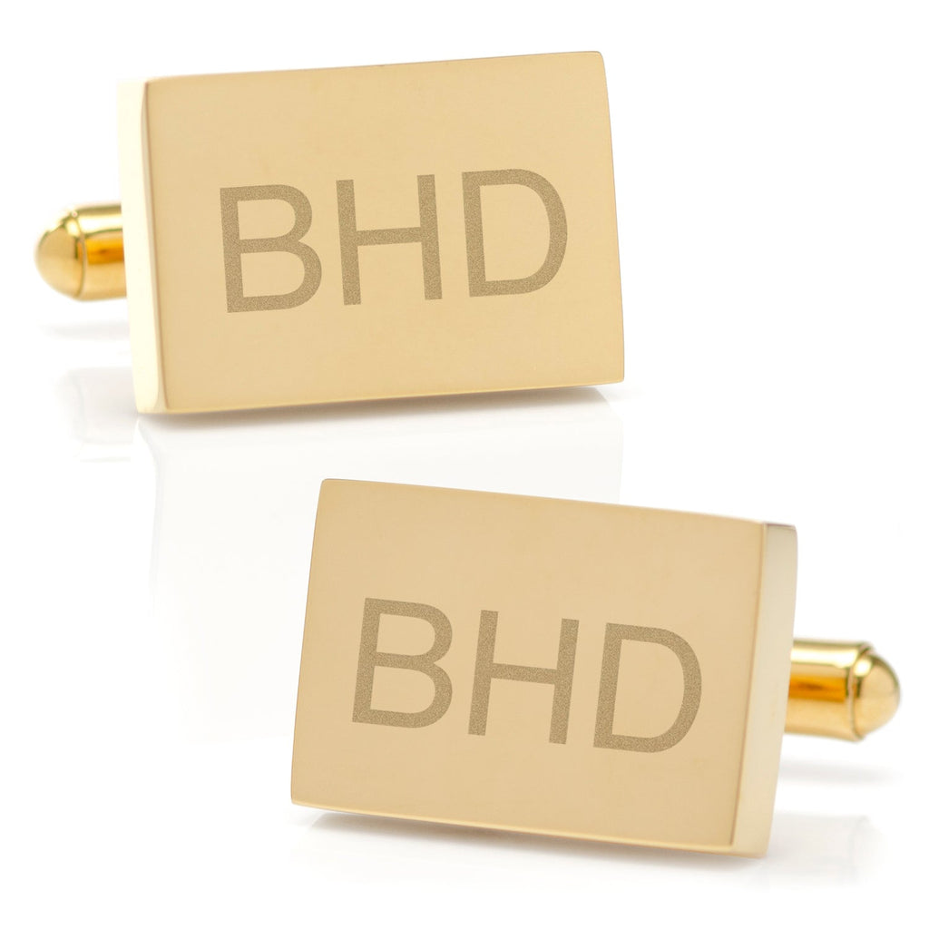 Stainless Steel Gold Plated Block Engravable Cufflinks