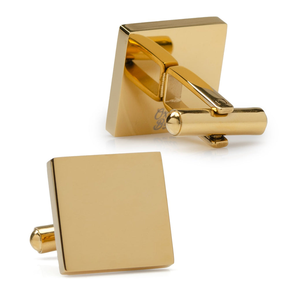 Gold Stainless Engravable Square Cufflinks