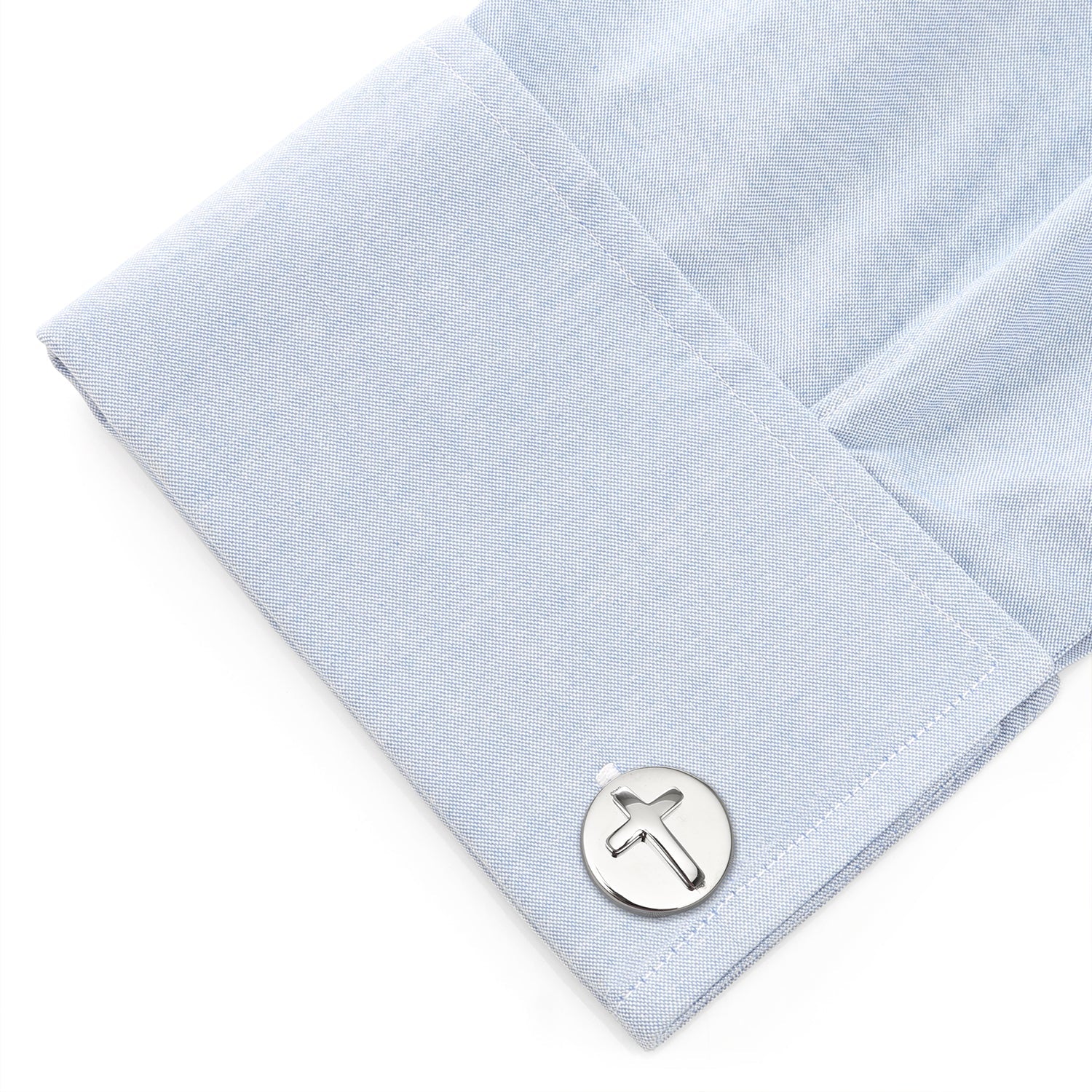 Cross Round Stainless Steel Cufflinks