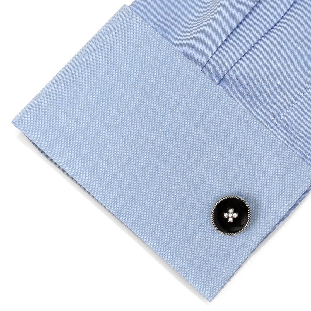 Crystal Button Rope Cufflinks