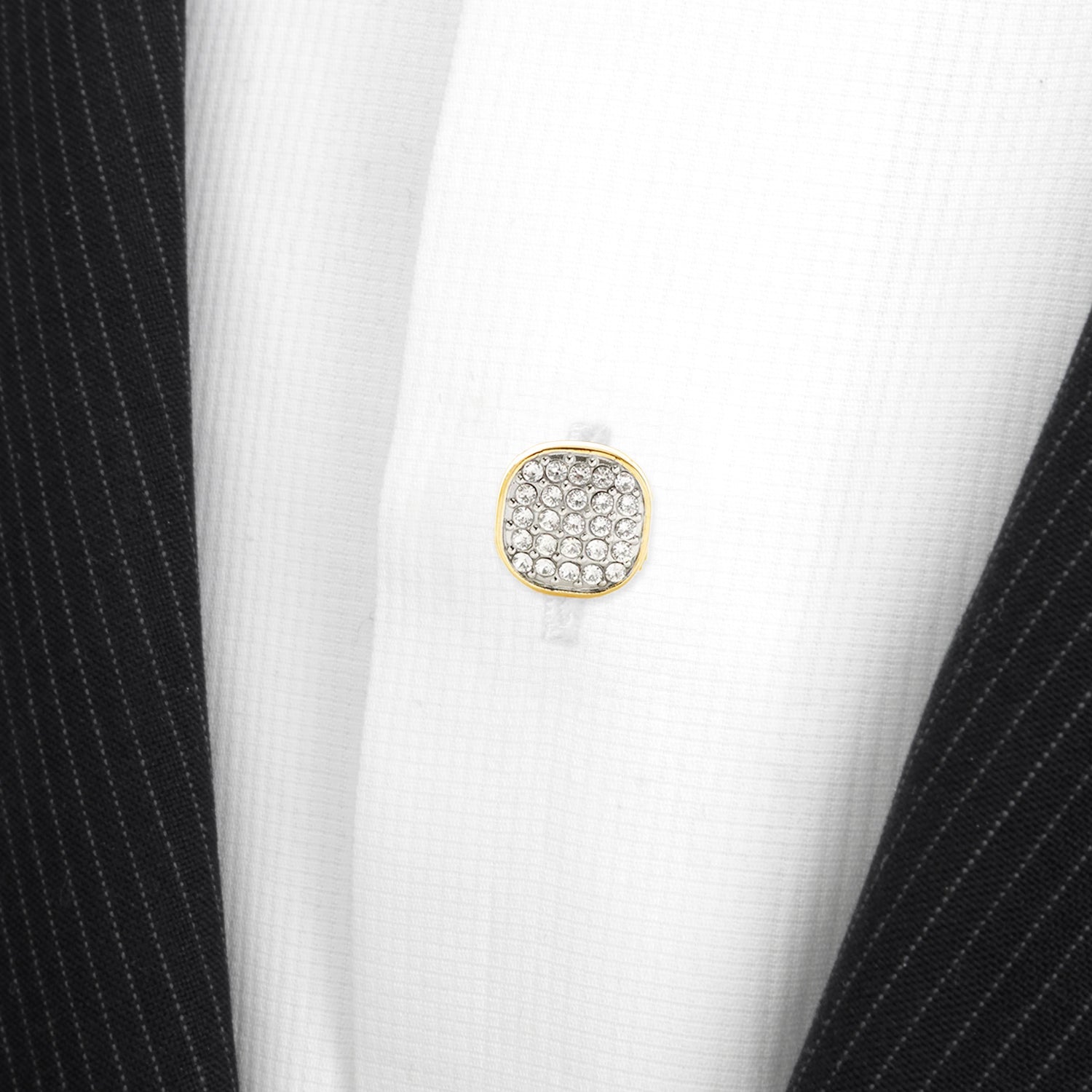 Stainless Steel Gold Plated White Pave Crystal  5-Studs