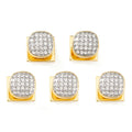 Stainless Steel Gold Plated White Pave Crystal  5-Studs