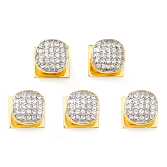 Stainless Steel Gold Plated White Pave Crystal  5-Studs