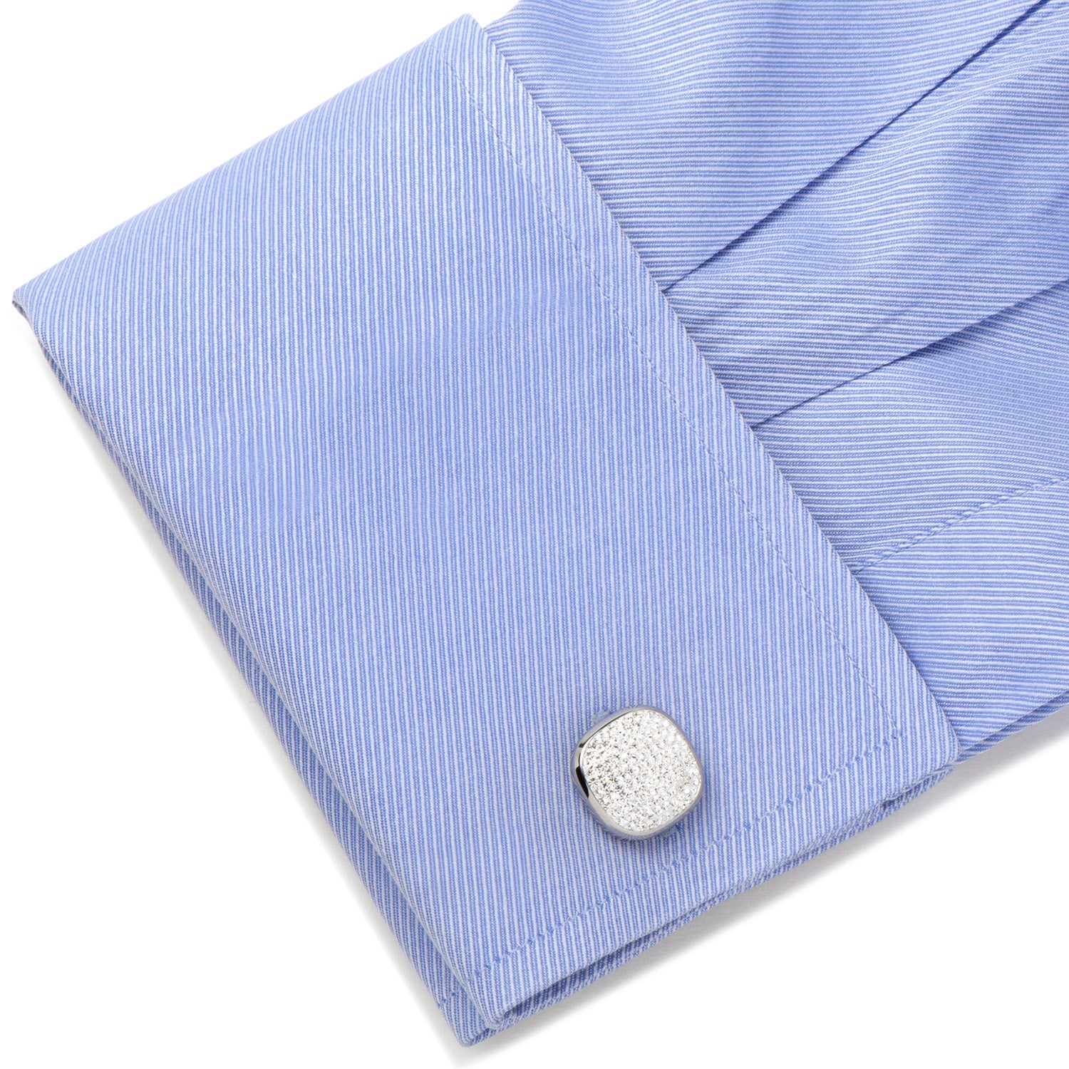 Stainless Steel White Pave Crystal Cufflinks