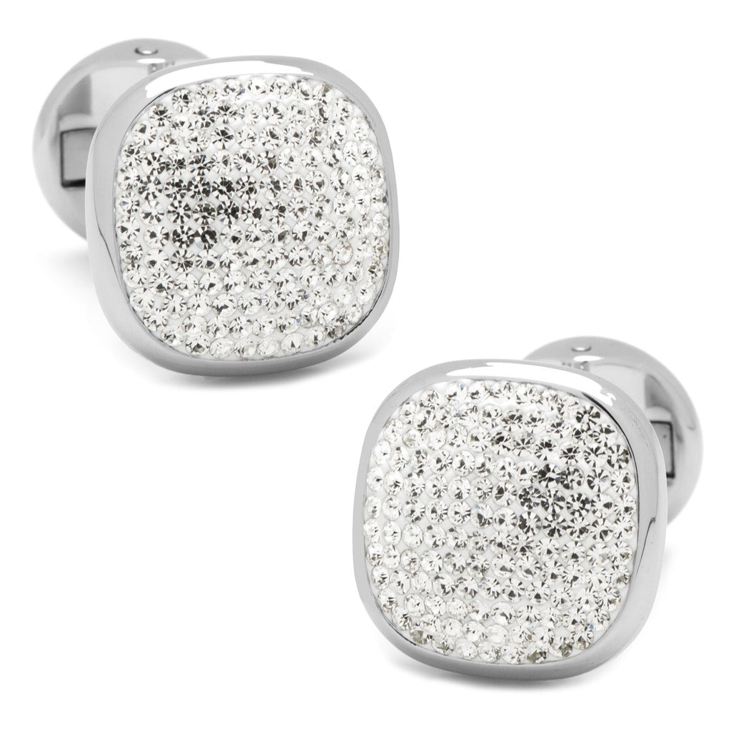 Stainless Steel White Pave Crystal Cufflinks