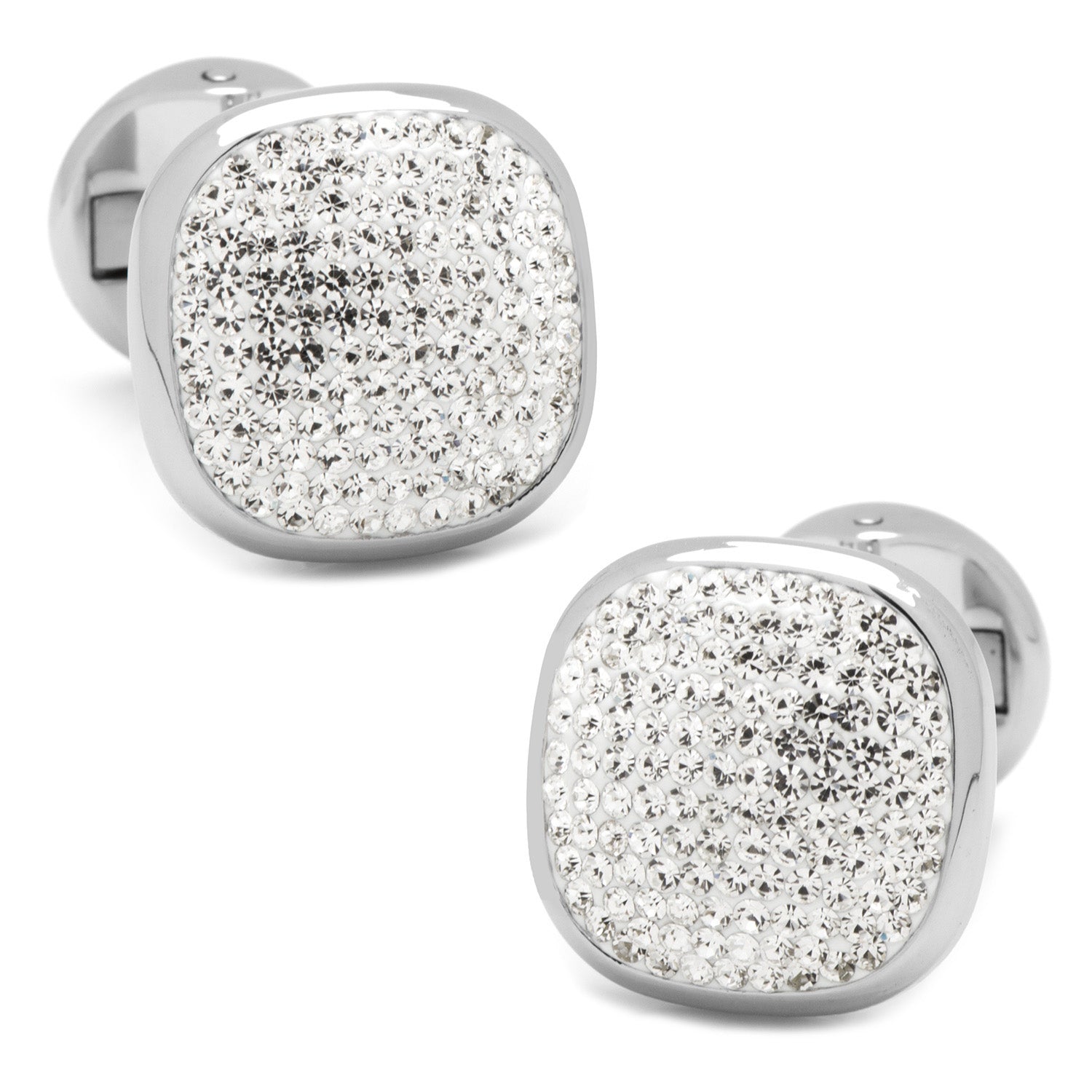 Stainless Steel White Pave Crystal Cufflinks