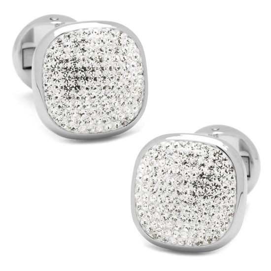 Stainless Steel White Pave Crystal Cufflinks