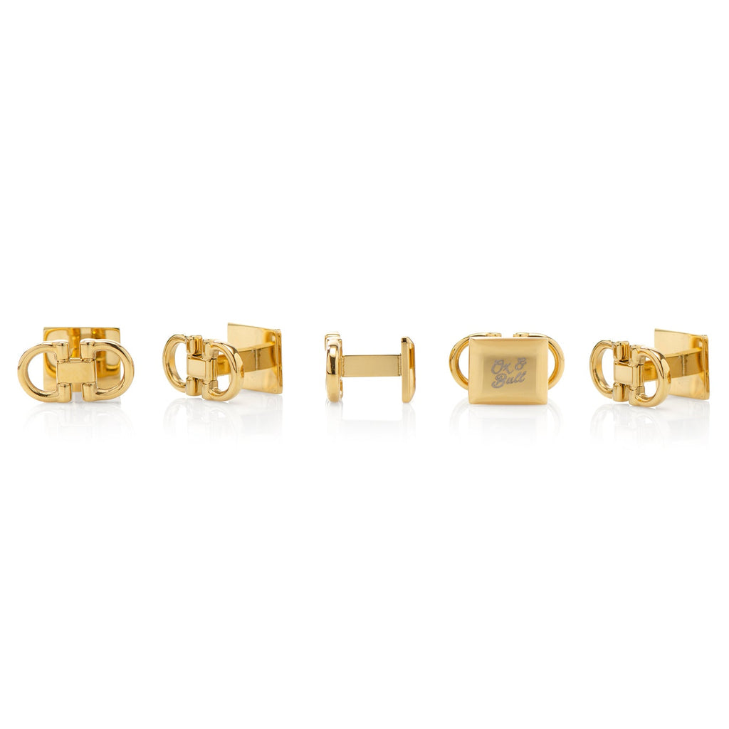 Horse Bit Gold Stainless Steel 5-Stud Set