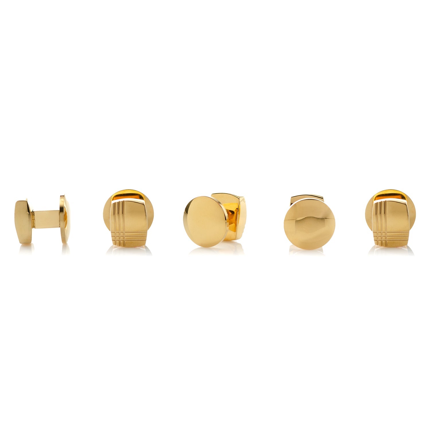 Stainless Steel Gold Tartan 5-Stud Set