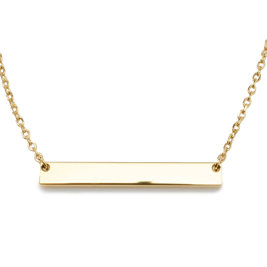 Stainless Steel Gold Engravable Bar Pendant Women&