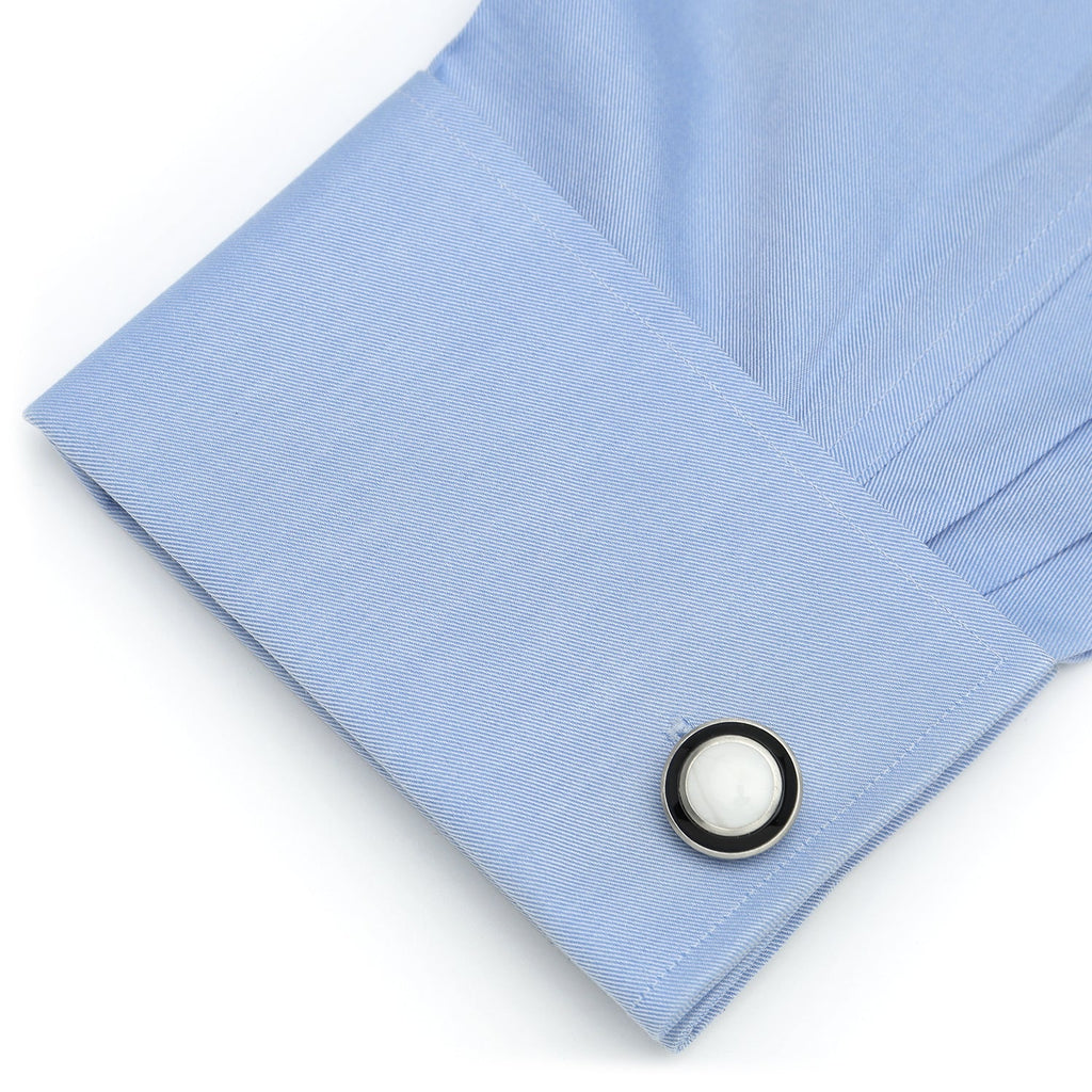 Jade with Onyx Ring Stainless Steel Cufflinks