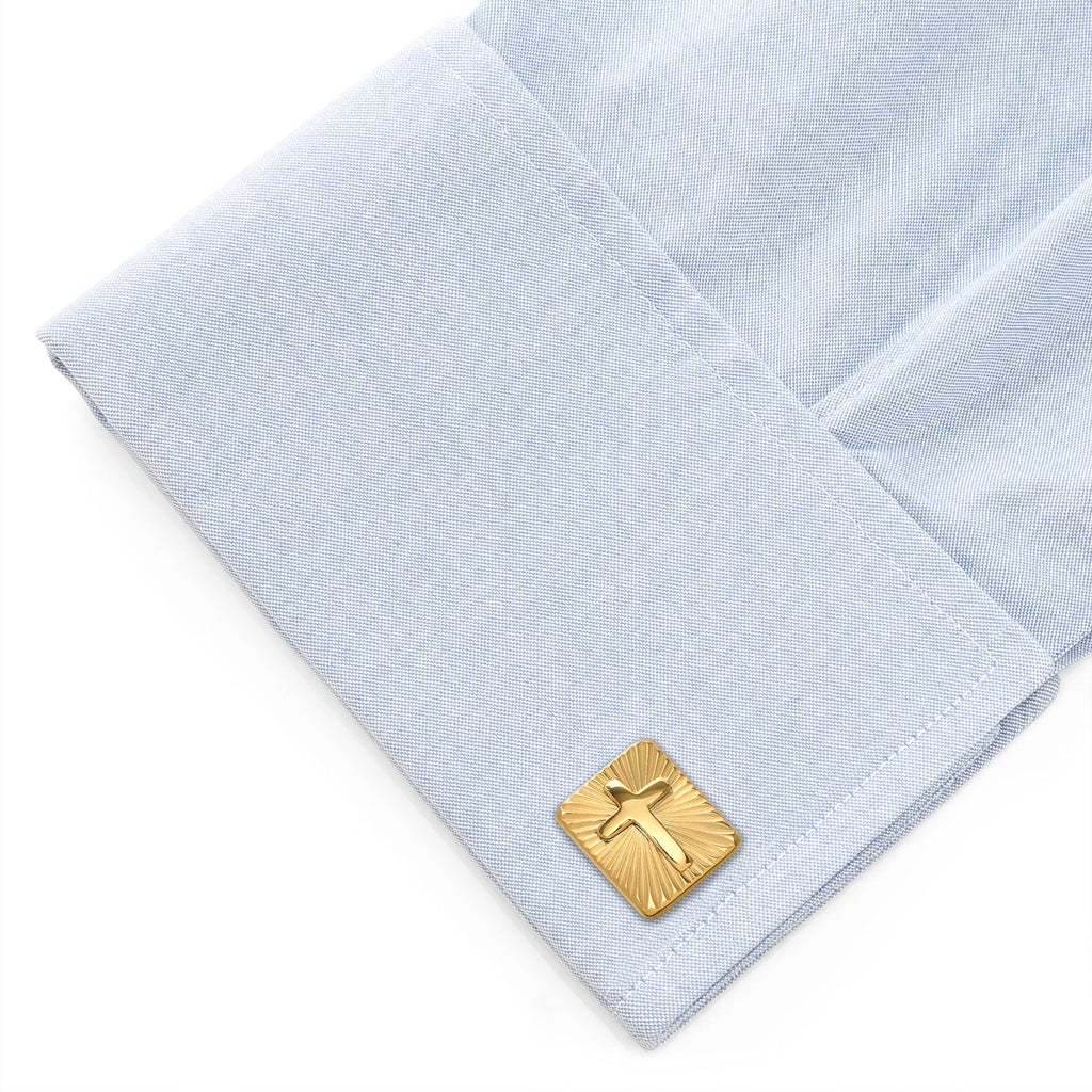 Radiant Cross Gold Sterling Silver Cufflinks