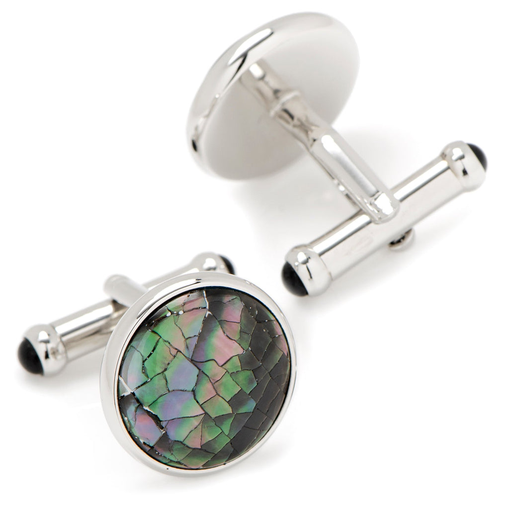 Sterling Mosaic Smoke Mother of Pearl Cufflinks