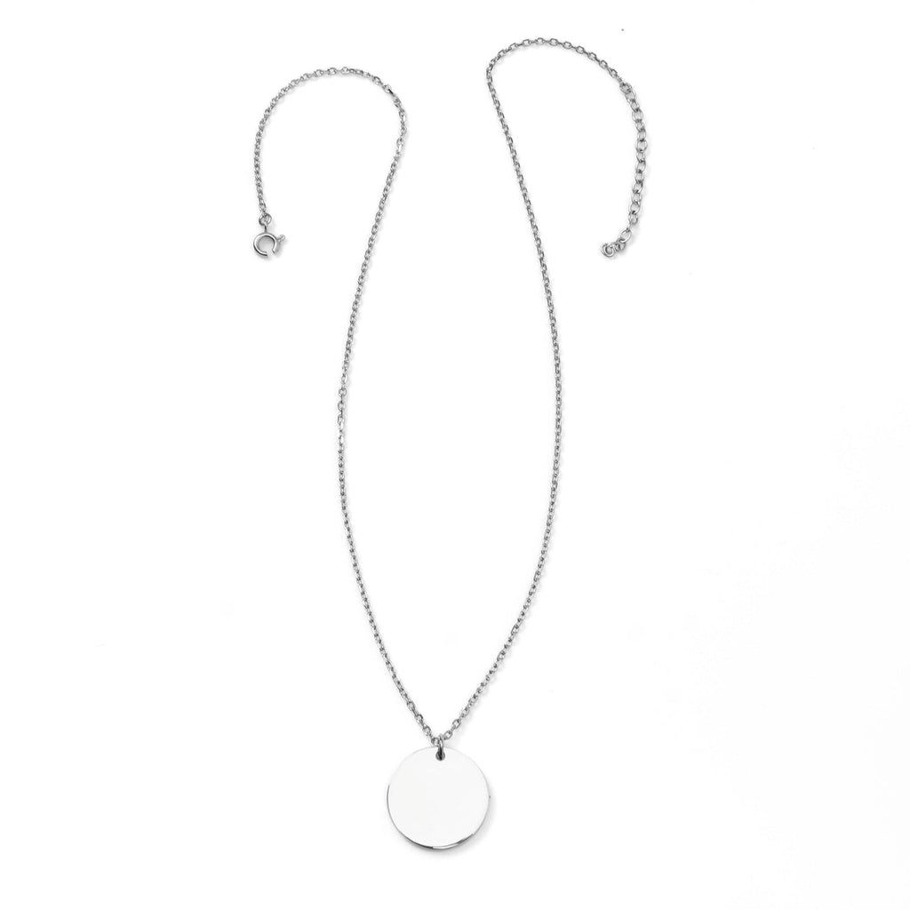 Stainless Steel Engravable Round Pendant Women's Necklace