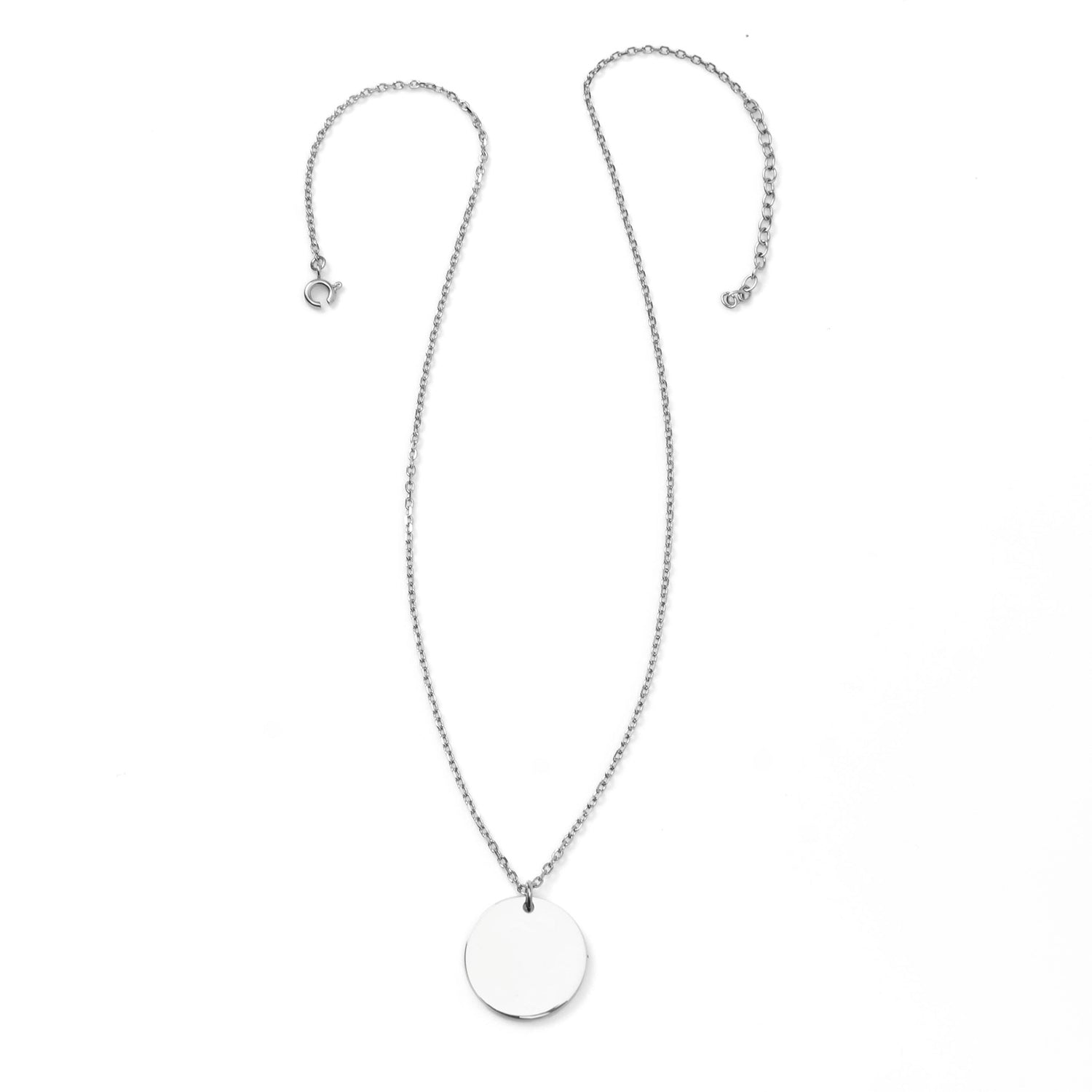 Stainless Steel Engravable Round Pendant Women's Necklace