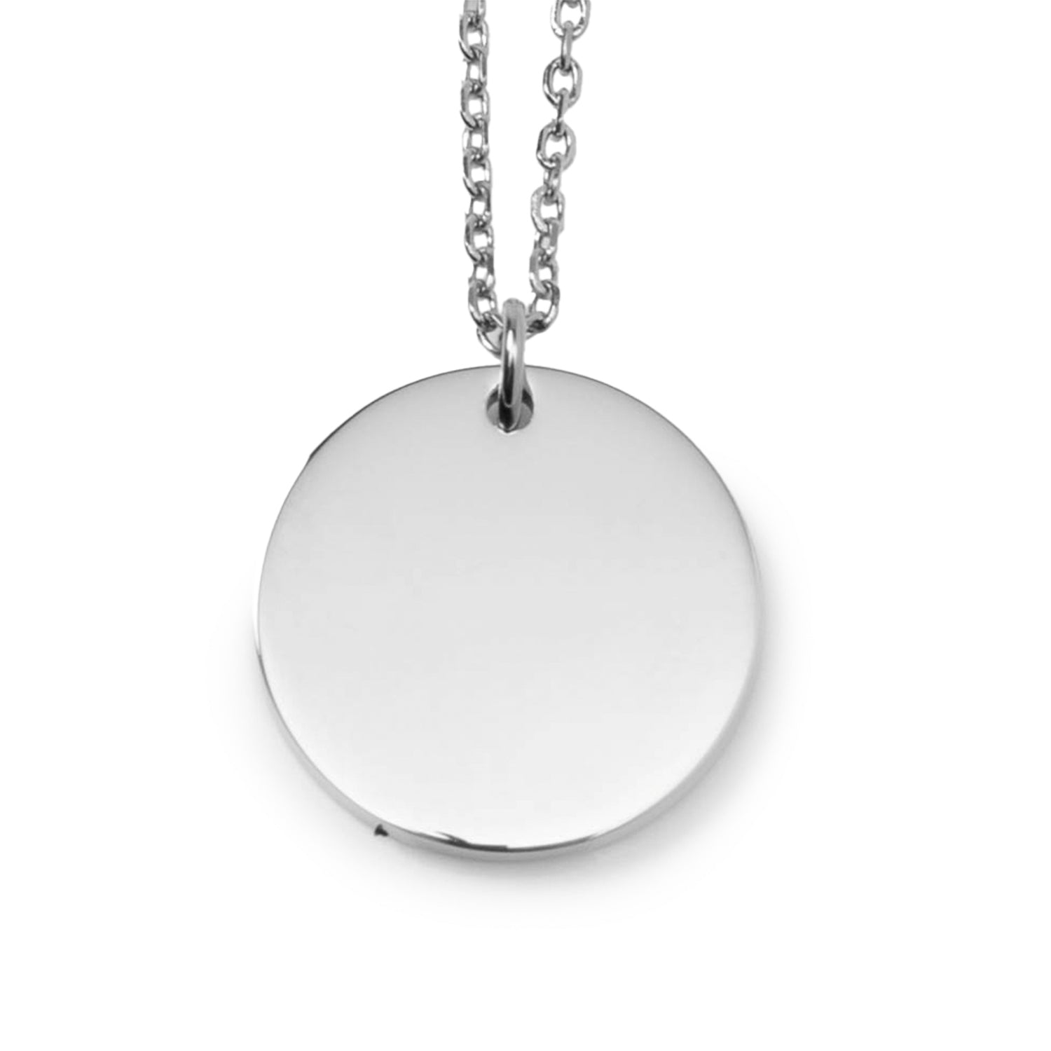 Stainless Steel Engravable Round Pendant Women's Necklace