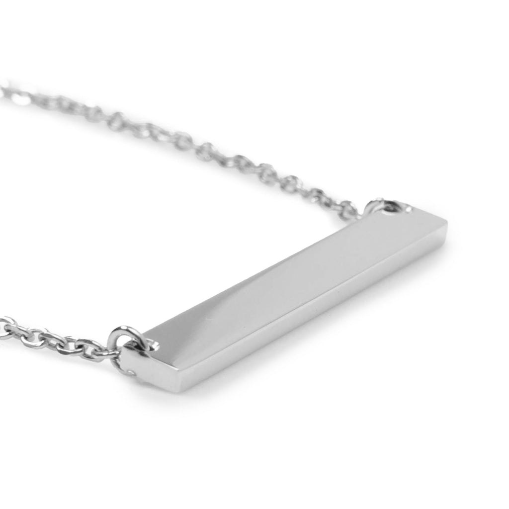 Stainless Steel Engravable Bar Pendant Women's Necklace