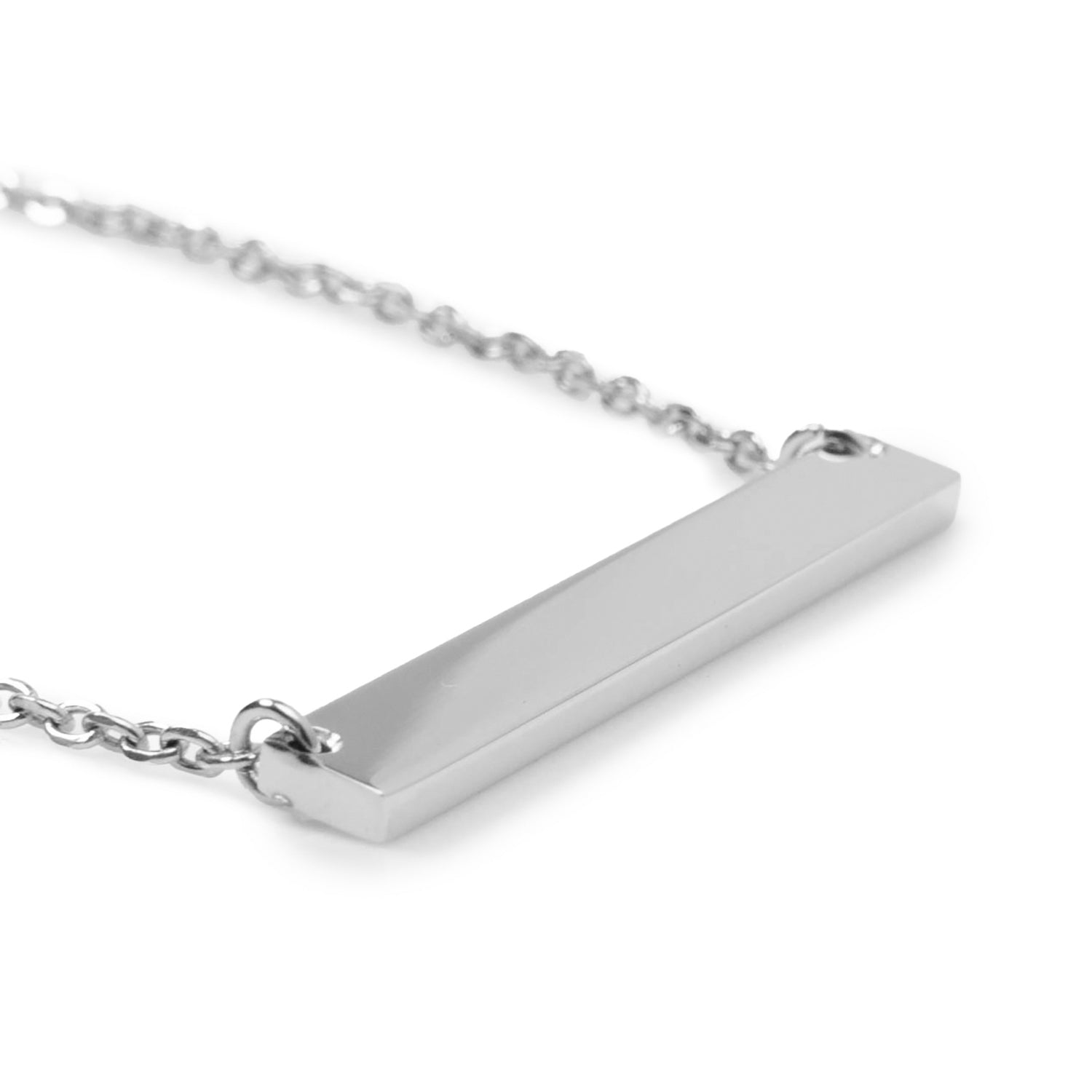 Stainless Steel Engravable Bar Pendant Women's Necklace