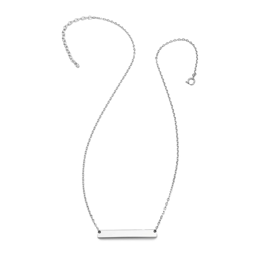 Stainless Steel Engravable Bar Pendant Women's Necklace