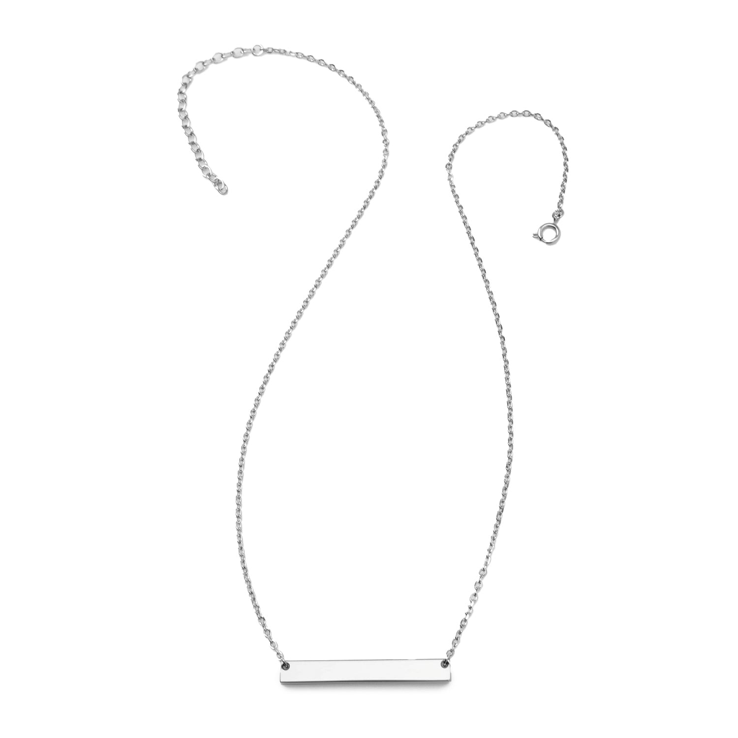 Stainless Steel Engravable Bar Pendant Women's Necklace