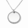 Stainless Steel Engravable Round Rope Edge Pendant Women's Box Chain Necklace