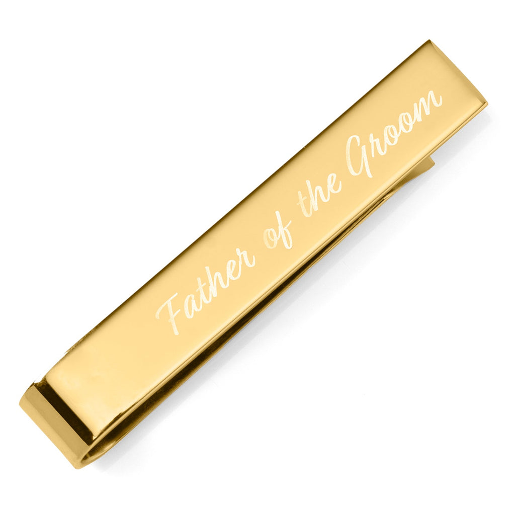 Wedding Title Engravable Gold Tie Bar