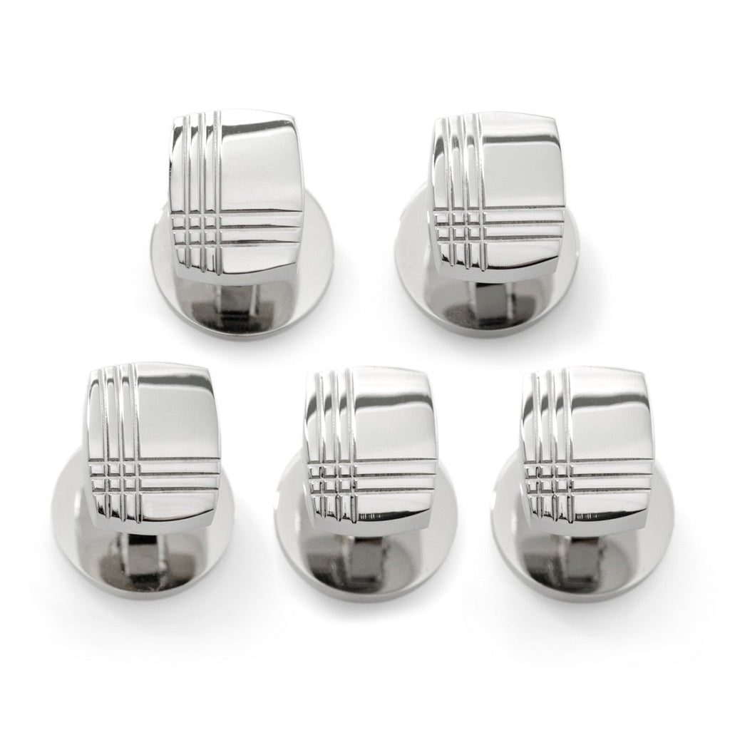 Sterling Silver Tartan Plaid 5-Studs