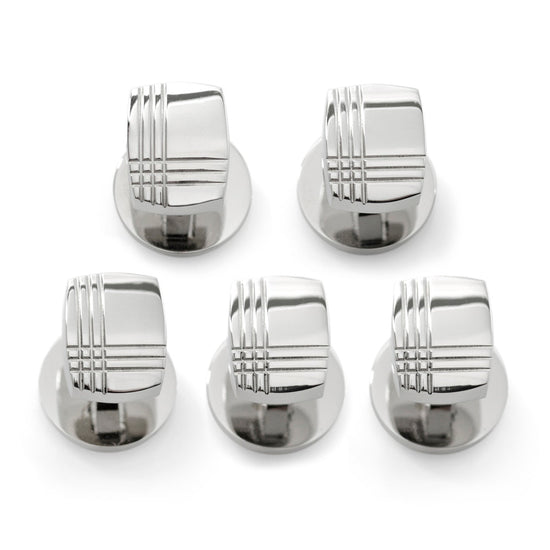 Sterling Silver Tartan Plaid 5-Studs