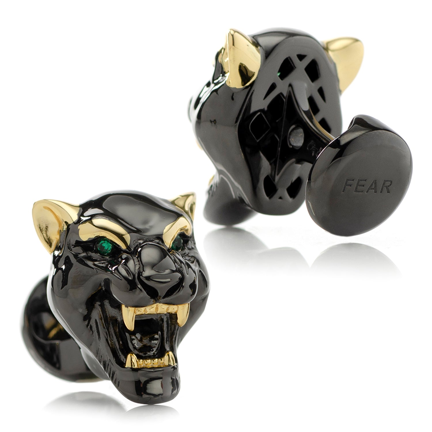 Sterling Silver Black and 14K Gold Vermeil Panther Cufflinks