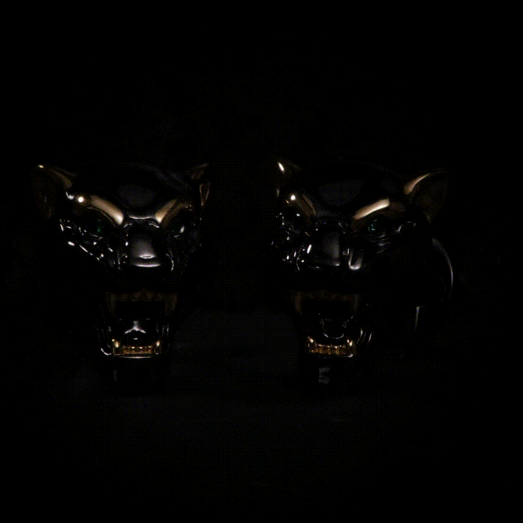 Sterling Silver Black and 14K Gold Vermeil Panther Cufflinks