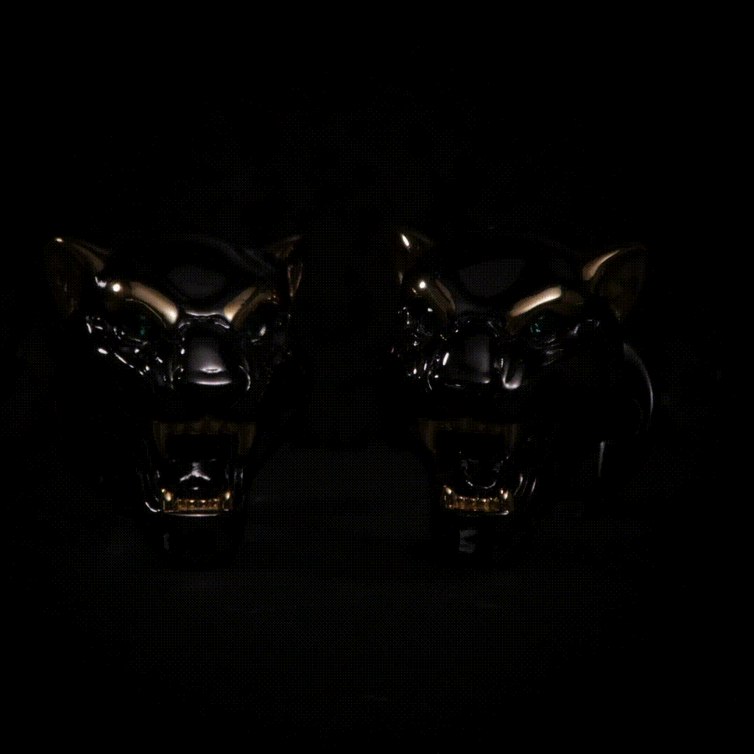 Sterling Silver Black and 14K Gold Vermeil Panther Cufflinks