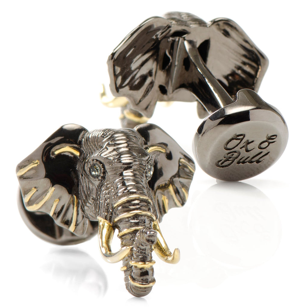 Sterling Silver and 14K Gold Vermeil Elephant Cufflinks