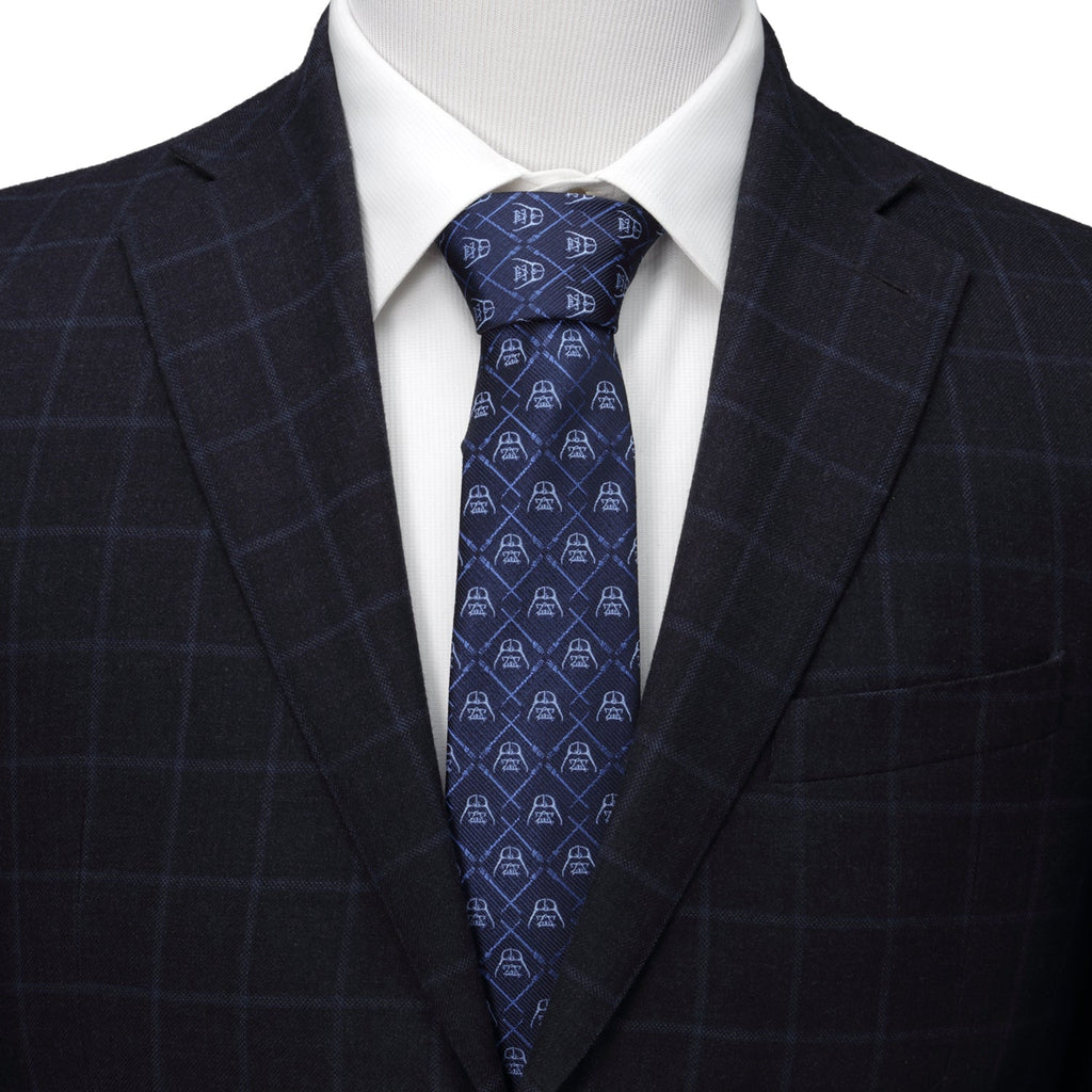 Star Wars Darth Vader and Lightsaber Blue Checkered Tie