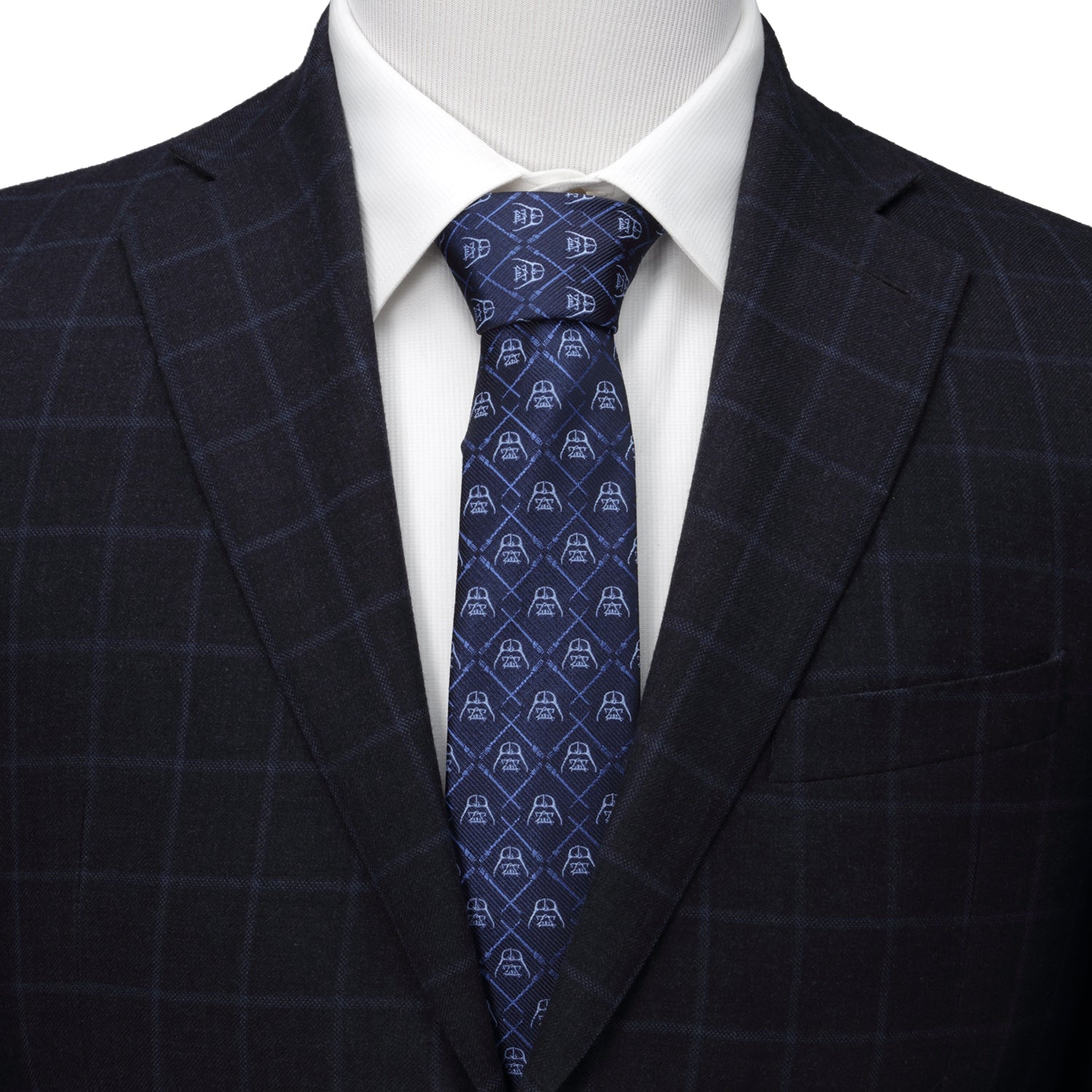 Star Wars Darth Vader and Lightsaber Blue Checkered Tie
