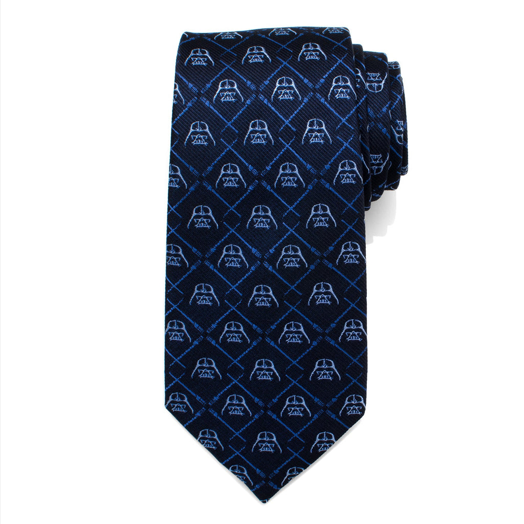 Star Wars Darth Vader and Lightsaber Blue Checkered Tie