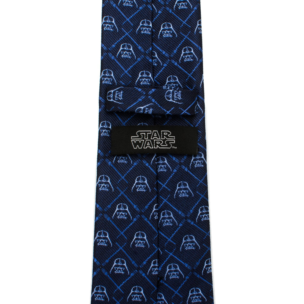Star Wars Darth Vader and Lightsaber Blue Checkered Tie