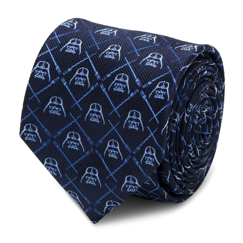 Star Wars Darth Vader and Lightsaber Blue Checkered Tie