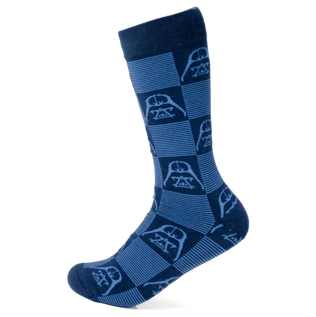 Star Wars Darth Vader Navy and Black Checkered Socks with Imperial Crest Lapel Pin Gift Set