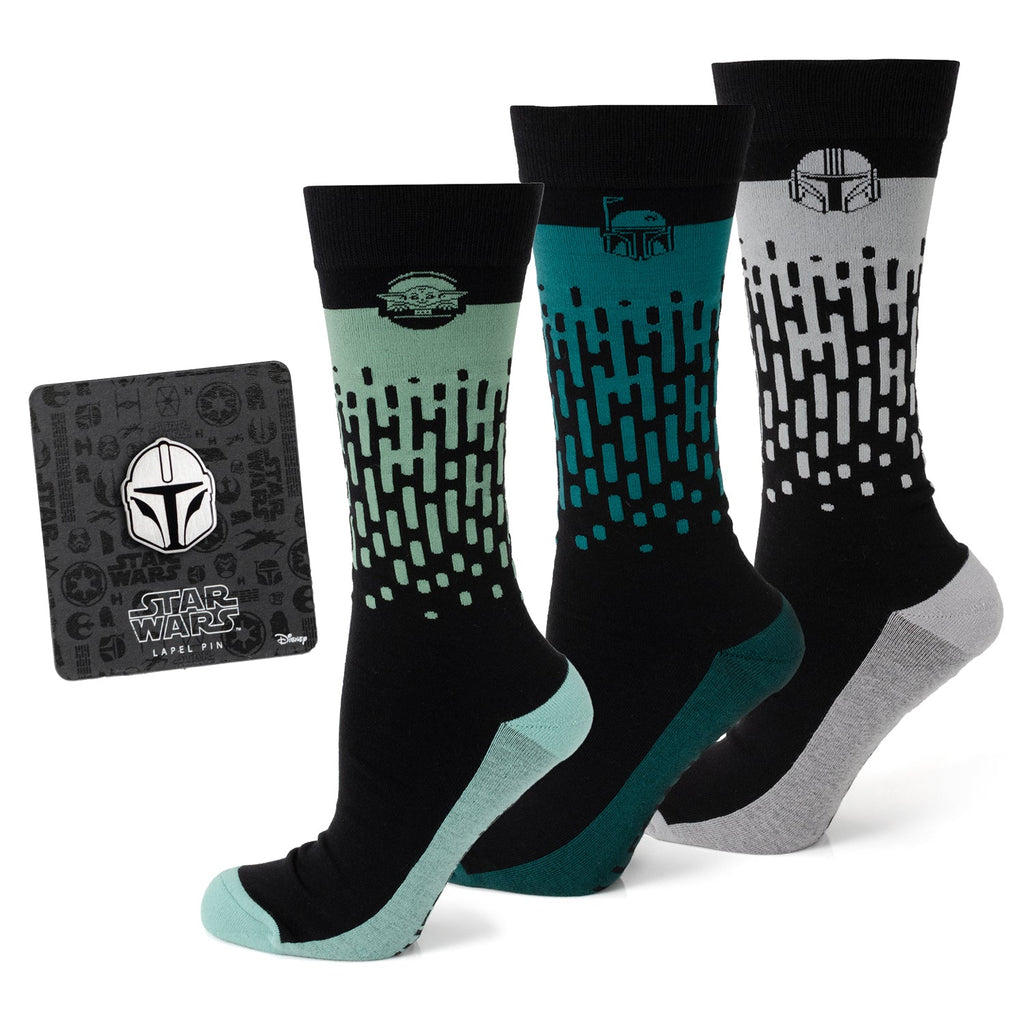 Star Wars Mandalorian 3-Pack Dress Sock and Lapel Pin Gift Set